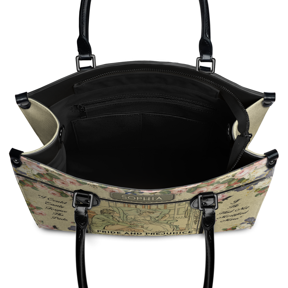 Black Interior -  Pride And Prejudice I Could Easily Forgive His Pride NQAY0903004A Leather Bag