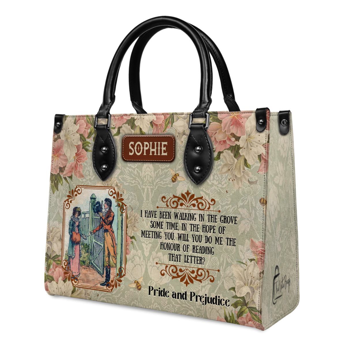 Black Interior -  Pride And Prejudice I Have Been Walking In The Grove Some Time NQAY1303003A Leather Bag