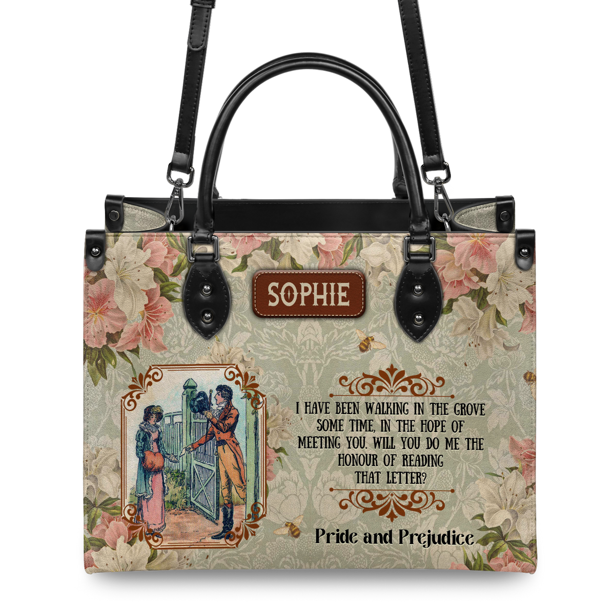 Black Interior -  Pride And Prejudice I Have Been Walking In The Grove Some Time NQAY1303003A Leather Bag