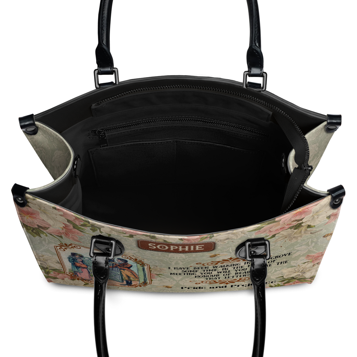 Black Interior -  Pride And Prejudice I Have Been Walking In The Grove Some Time NQAY1303003A Leather Bag