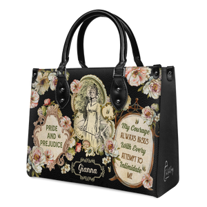 Black Interior -  Pride And Prejudice My Courage Always Rises With Every Attempt To Intimidate Me NQAY0903005A Leather Bag
