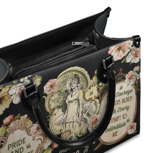 Black Interior -  Pride And Prejudice My Courage Always Rises With Every Attempt To Intimidate Me NQAY0903005A Leather Bag