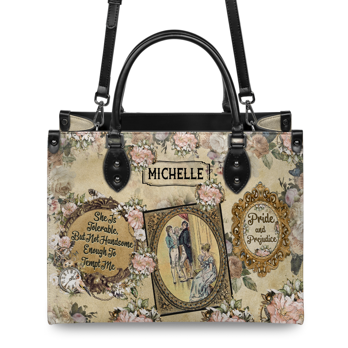 Black Interior -  Pride And Prejudice She Is Tolerable NQAY1303002A Leather Bag
