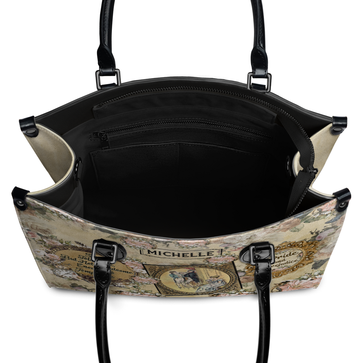 Black Interior -  Pride And Prejudice She Is Tolerable NQAY1303002A Leather Bag