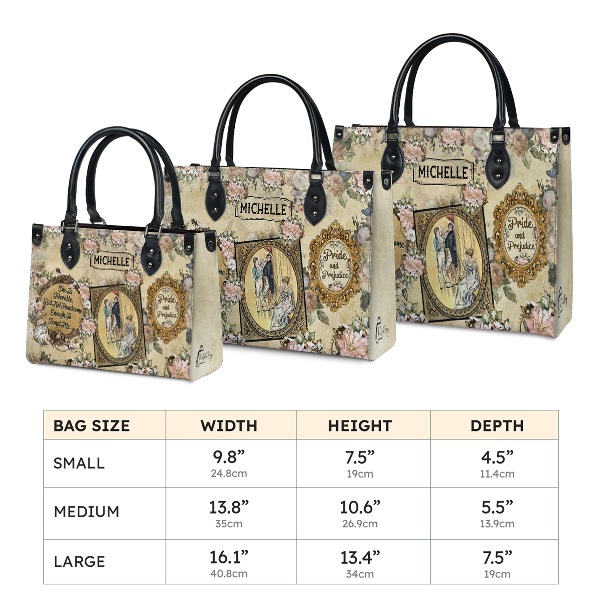 Black Interior -  Pride And Prejudice She Is Tolerable NQAY1303002A Leather Bag