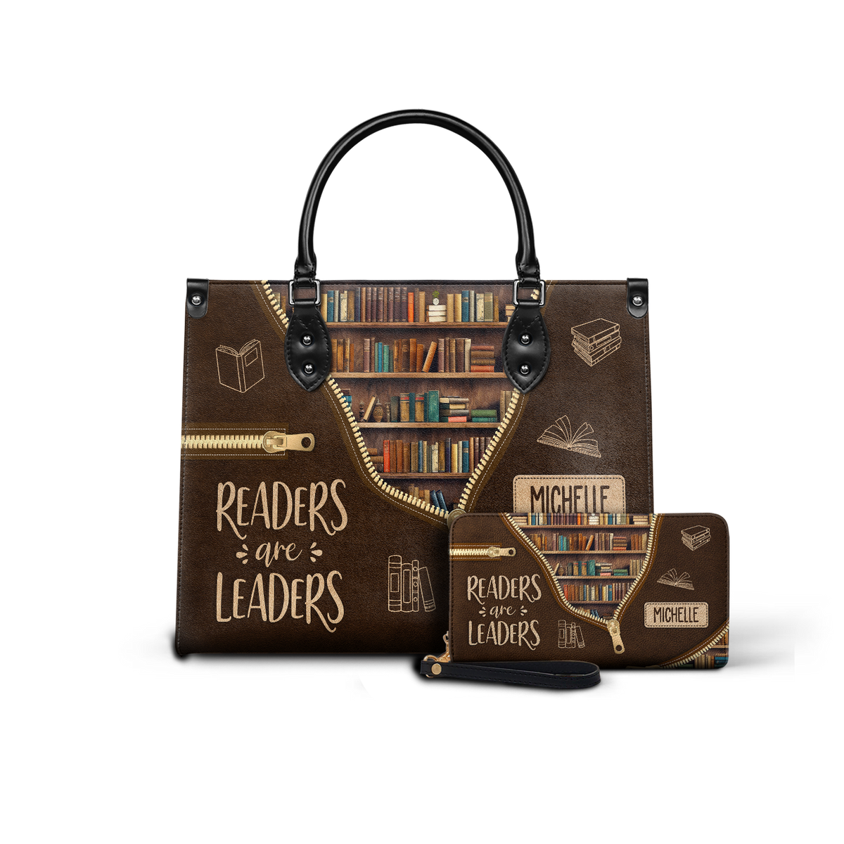 Black Interior -  Readers Are Leaders HHRZ17015137IQ Leather Bag