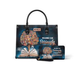 Black Interior -  Reading Can Seriously Damage Your Ignorance HHRZ25103508EQ Leather Bag