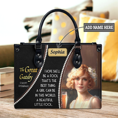 Black Interior -  The Great Gatsby F Scott Fitzgerald Daisy A Beautiful Little Fool TTLZ2202001A Leather Bag