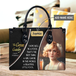 Black Interior -  The Great Gatsby F Scott Fitzgerald Daisy A Beautiful Little Fool TTLZ2202001A Leather Bag