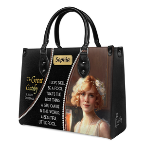 Black Interior -  The Great Gatsby F Scott Fitzgerald Daisy A Beautiful Little Fool TTLZ2202001A Leather Bag