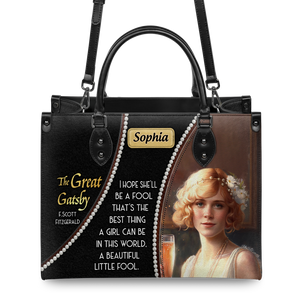 Black Interior -  The Great Gatsby F Scott Fitzgerald Daisy A Beautiful Little Fool TTLZ2202001A Leather Bag