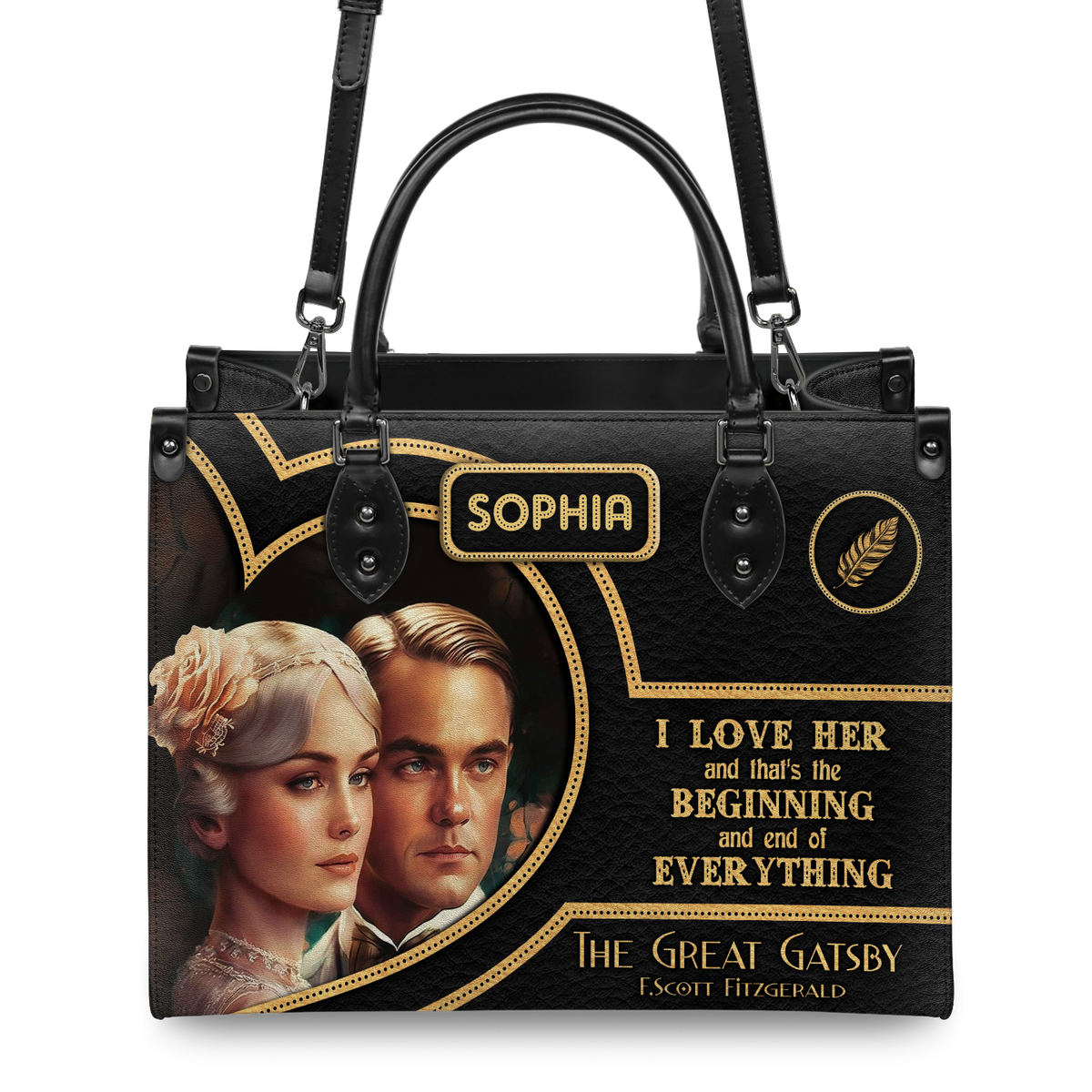 Black Interior -  The Great Gatsby F Scott Fitzgerald I Love Her TTLZ2102004A Leather Bag