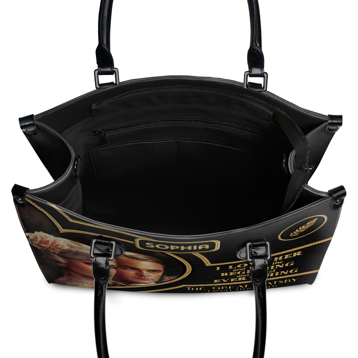 Black Interior -  The Great Gatsby F Scott Fitzgerald I Love Her TTLZ2102004A Leather Bag