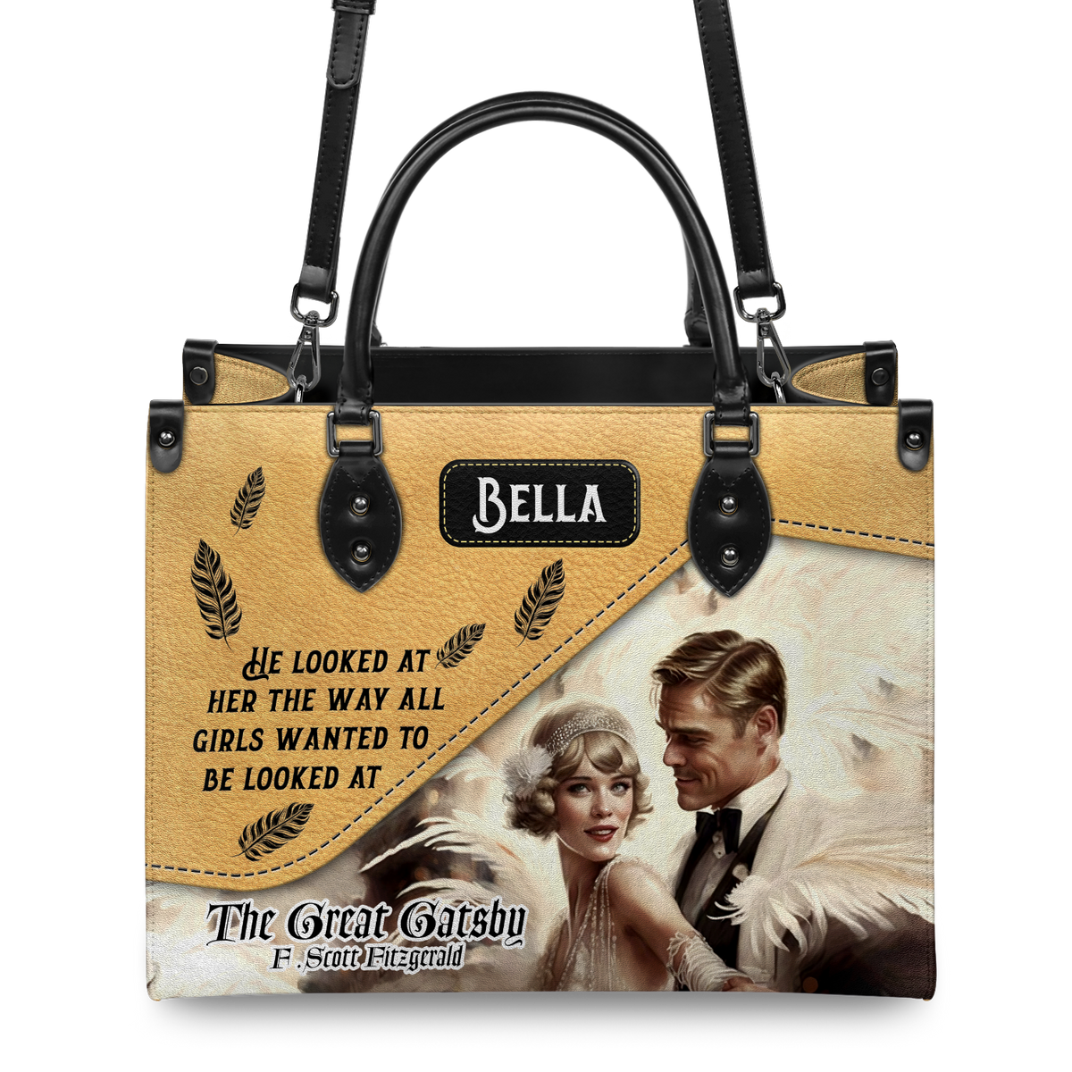 Black Interior -  The Great Gatsby F Scott Fitzgerald The Way He Looks At Her TTLZ2202004A Leather Bag