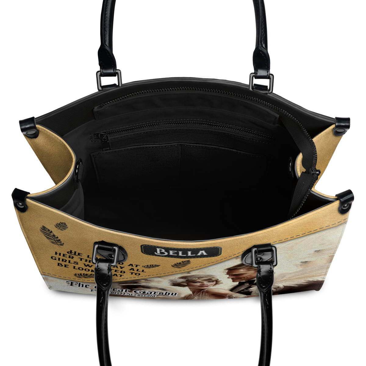 Black Interior -  The Great Gatsby F Scott Fitzgerald The Way He Looks At Her TTLZ2202004A Leather Bag