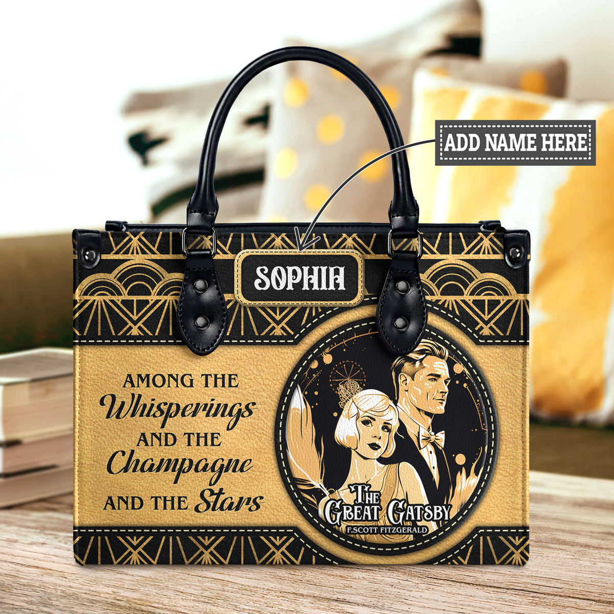 Black Interior -  The Great Gatsby F Scott Fitzgerald The Whisperings The Champagne And The Stars TTLZ2202003A Leather Bag