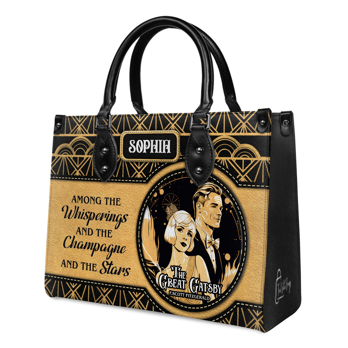 Black Interior -  The Great Gatsby F Scott Fitzgerald The Whisperings The Champagne And The Stars TTLZ2202003A Leather Bag
