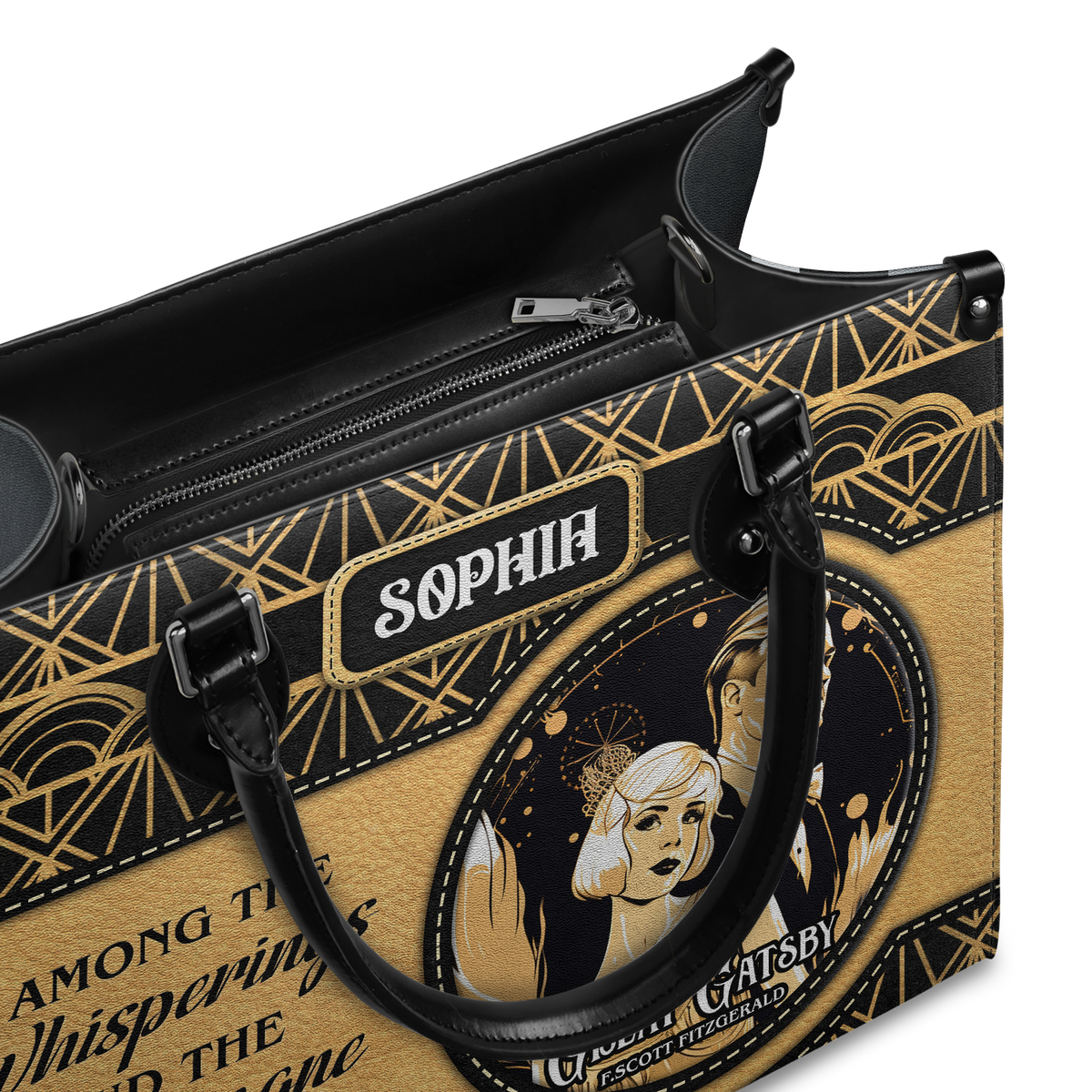 Black Interior -  The Great Gatsby F Scott Fitzgerald The Whisperings The Champagne And The Stars TTLZ2202003A Leather Bag