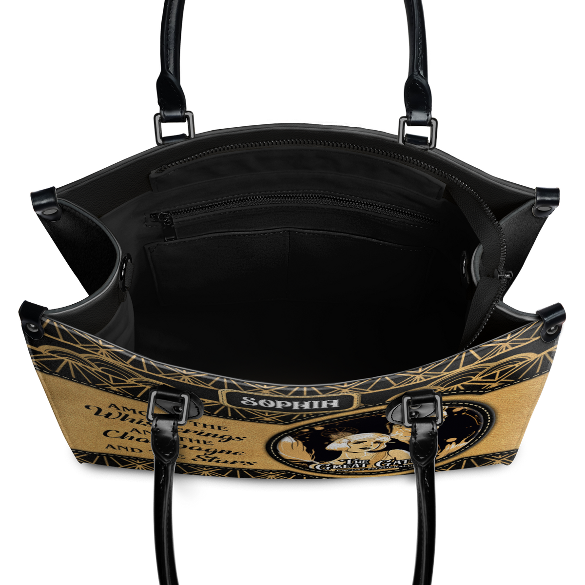 Black Interior -  The Great Gatsby F Scott Fitzgerald The Whisperings The Champagne And The Stars TTLZ2202003A Leather Bag