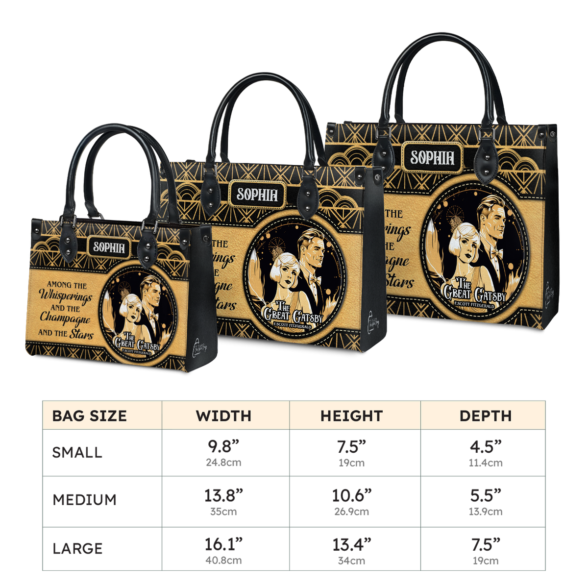 Black Interior -  The Great Gatsby F Scott Fitzgerald The Whisperings The Champagne And The Stars TTLZ2202003A Leather Bag