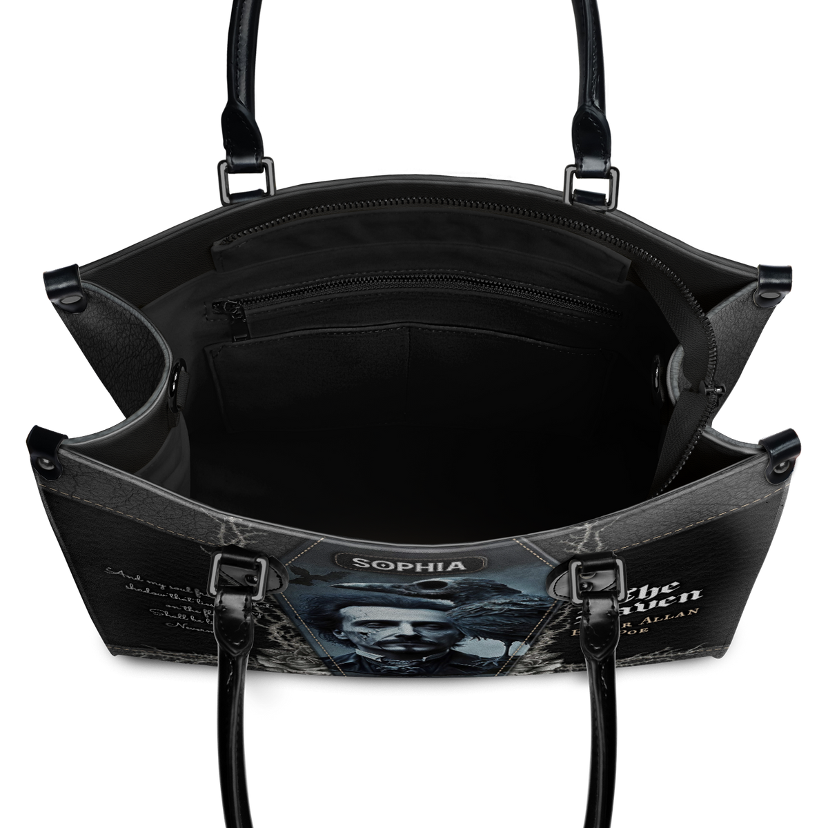 Black Interior -  The Raven Edgar Allan Poe And My Soul From Out That Shadow TTLZ1902001A Leather Bag