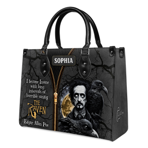 Black Interior -  The Raven Edgar Allan Poe I Become Insane With Long Intervals Of Horrible Sanity TTLZ2102001A Leather Bag