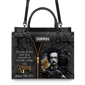 Black Interior -  The Raven Edgar Allan Poe I Become Insane With Long Intervals Of Horrible Sanity TTLZ2102001A Leather Bag