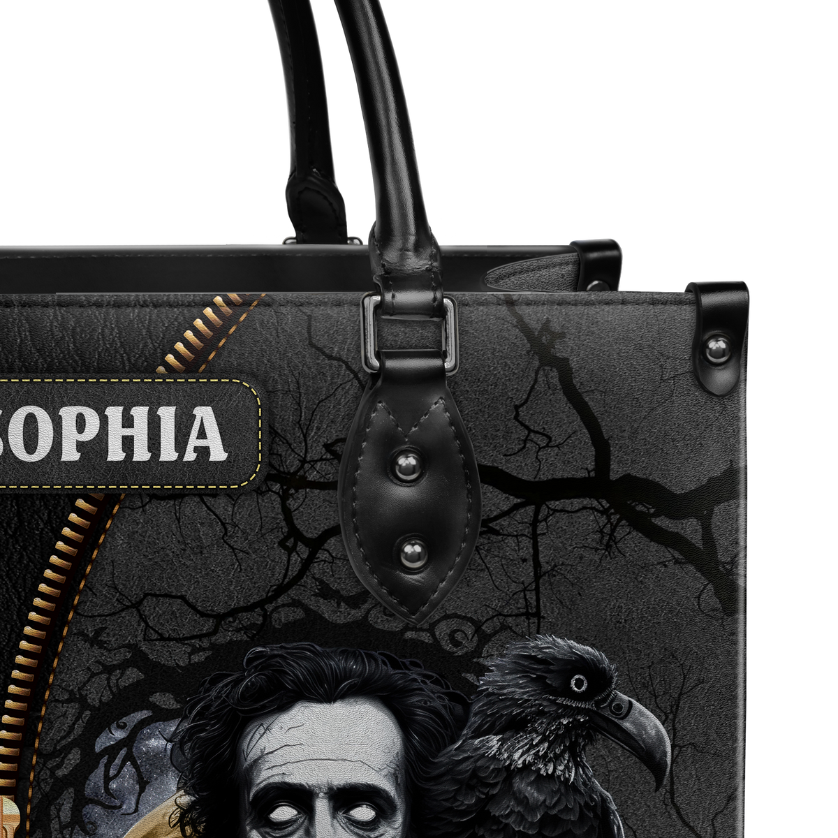 Black Interior -  The Raven Edgar Allan Poe I Become Insane With Long Intervals Of Horrible Sanity TTLZ2102001A Leather Bag