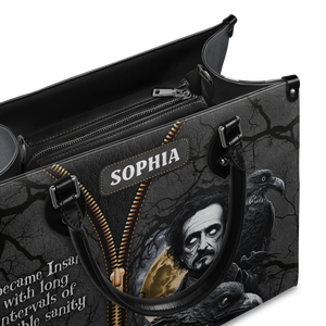 Black Interior -  The Raven Edgar Allan Poe I Become Insane With Long Intervals Of Horrible Sanity TTLZ2102001A Leather Bag