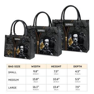 Black Interior -  The Raven Edgar Allan Poe I Become Insane With Long Intervals Of Horrible Sanity TTLZ2102001A Leather Bag