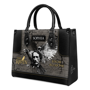Black Interior -  The Raven Edgar Allan Poe Skull Gothic TTLZ2102002A Leather Bag