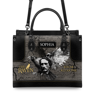 Black Interior -  The Raven Edgar Allan Poe Skull Gothic TTLZ2102002A Leather Bag
