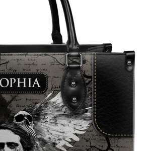 Black Interior -  The Raven Edgar Allan Poe Skull Gothic TTLZ2102002A Leather Bag
