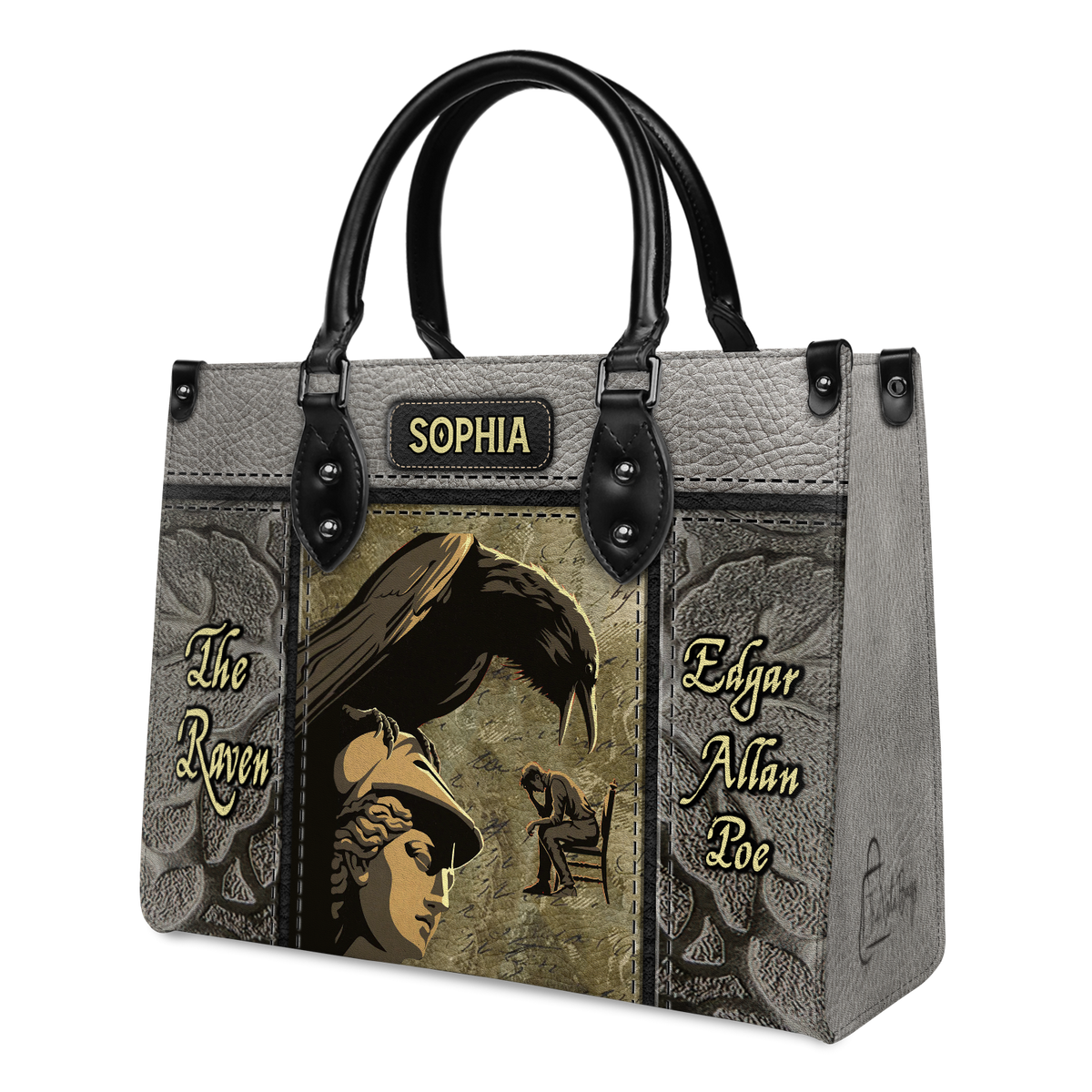 Black Interior -  The Raven Edgar Allan Poe TTLZ1802007A Leather Bag