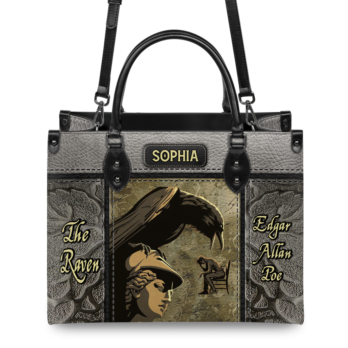 Black Interior -  The Raven Edgar Allan Poe TTLZ1802007A Leather Bag