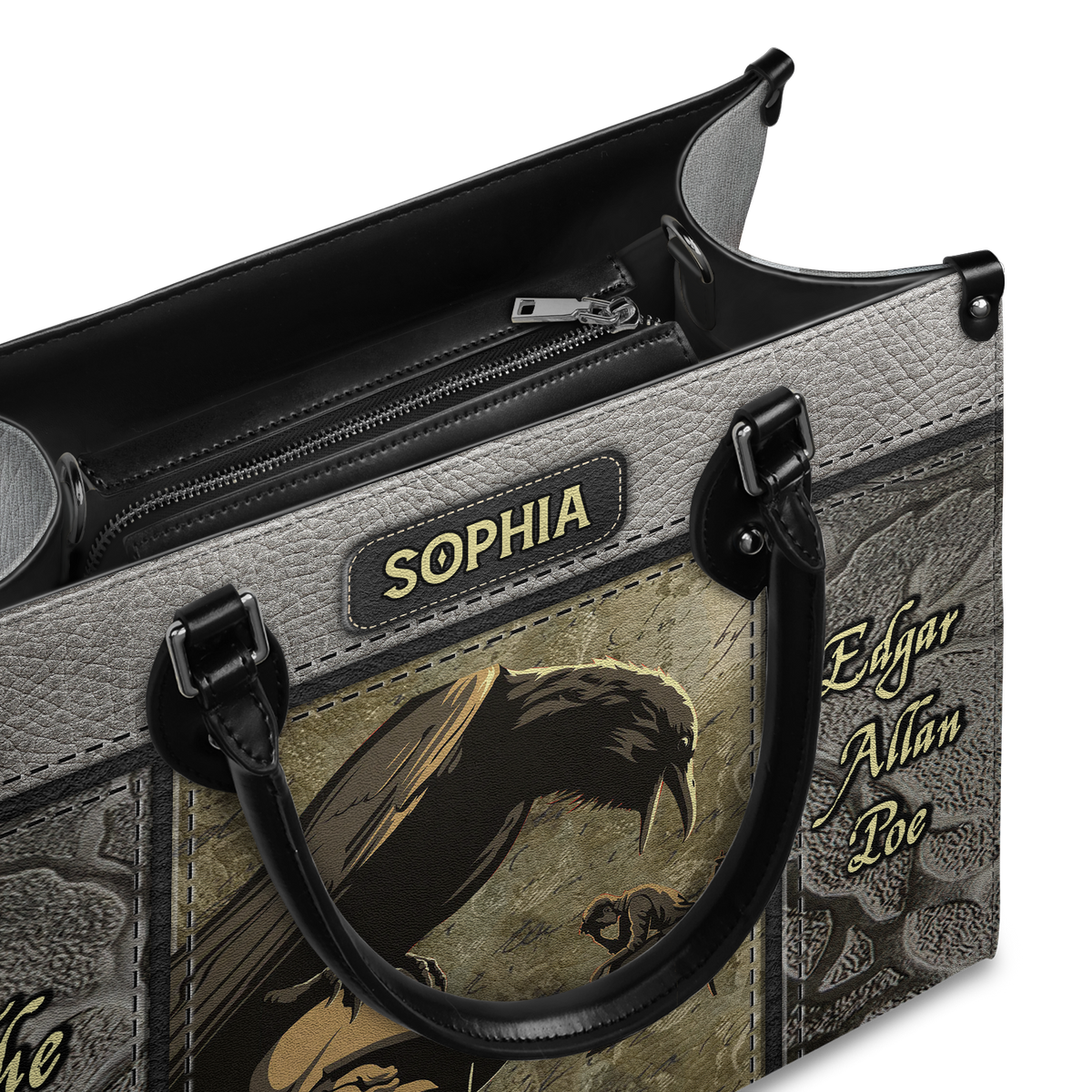 Black Interior -  The Raven Edgar Allan Poe TTLZ1802007A Leather Bag
