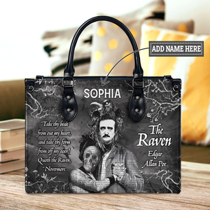 Black Interior -  The Raven Edgar Allan Poe Take Thy Break From Out My Heart TTLZ2102003A Leather Bag