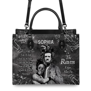 Black Interior -  The Raven Edgar Allan Poe Take Thy Break From Out My Heart TTLZ2102003A Leather Bag