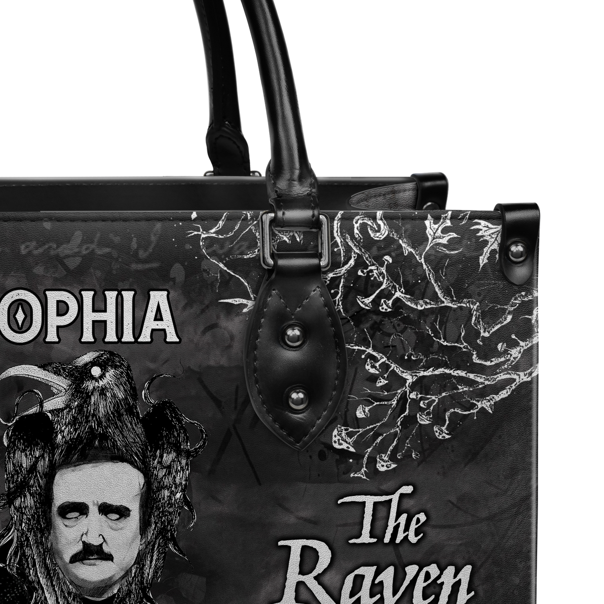 Black Interior -  The Raven Edgar Allan Poe Take Thy Break From Out My Heart TTLZ2102003A Leather Bag