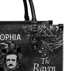 Black Interior -  The Raven Edgar Allan Poe Take Thy Break From Out My Heart TTLZ2102003A Leather Bag