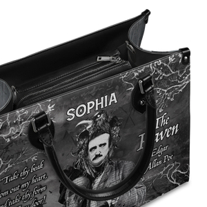 Black Interior -  The Raven Edgar Allan Poe Take Thy Break From Out My Heart TTLZ2102003A Leather Bag