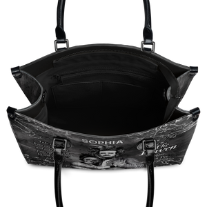 Black Interior -  The Raven Edgar Allan Poe Take Thy Break From Out My Heart TTLZ2102003A Leather Bag