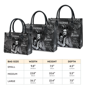 Black Interior -  The Raven Edgar Allan Poe Take Thy Break From Out My Heart TTLZ2102003A Leather Bag