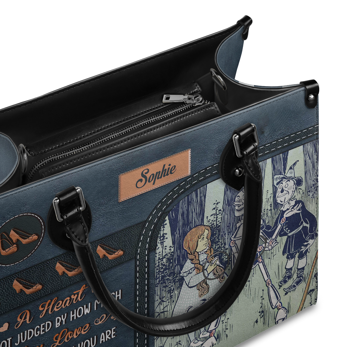 Black Interior -  The Wonderful Wizard Of Oz A Heart Is Not Judged By How Much You Love NQAY1003004A Leather Bag