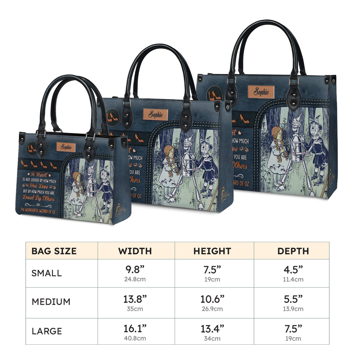 Black Interior -  The Wonderful Wizard Of Oz A Heart Is Not Judged By How Much You Love NQAY1003004A Leather Bag