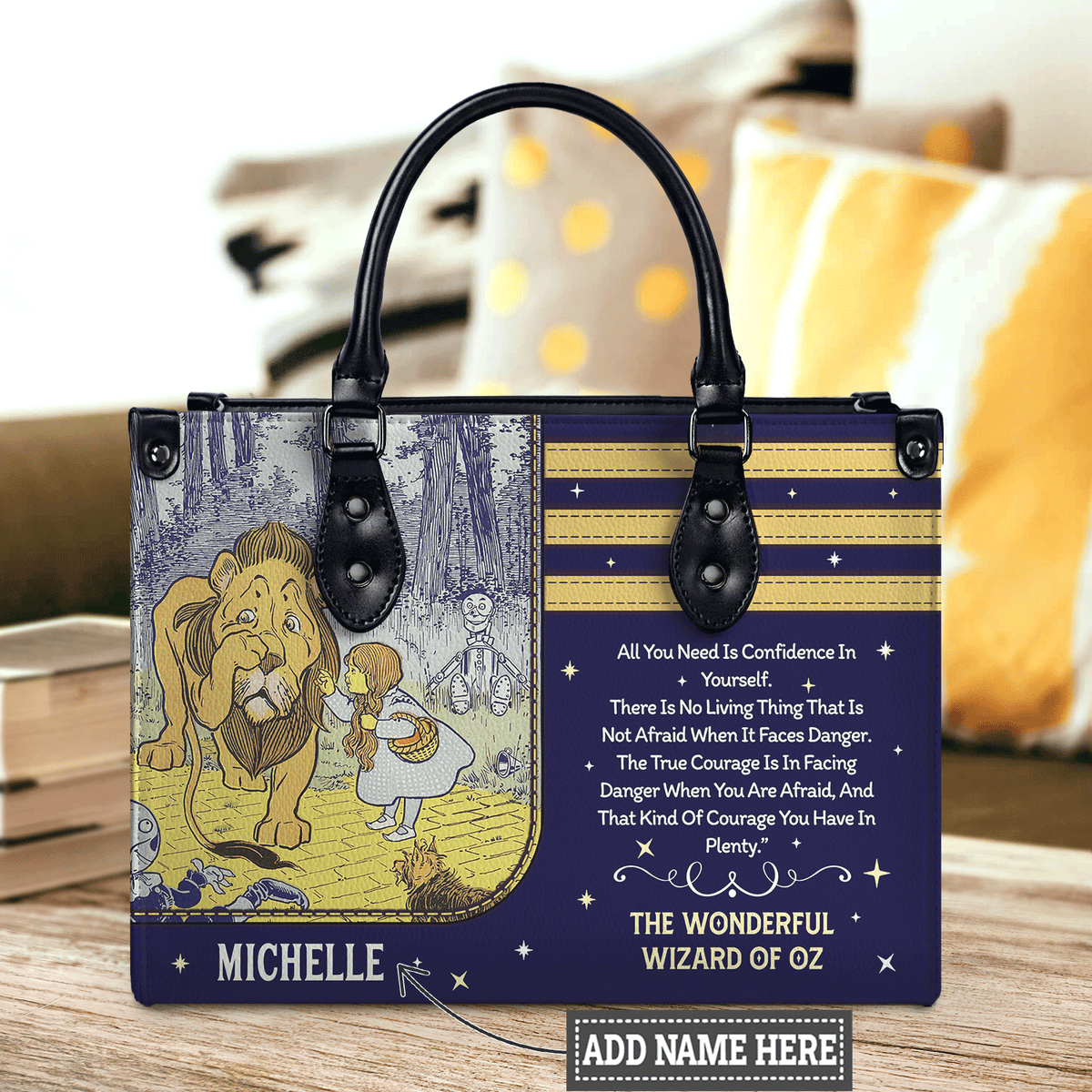 Black Interior -  The Wonderful Wizard Of Oz All You Need Is Confidence In Yourself NQAY1003002A Leather Bag