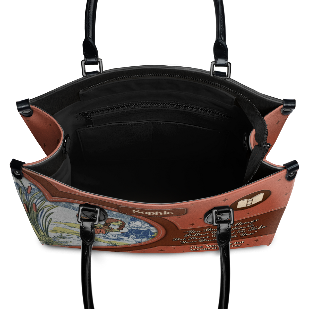 Black Interior -  The Wonderful Wizard Of Oz You Should Always Follow Your Heart NQAY1301001A Leather Bag