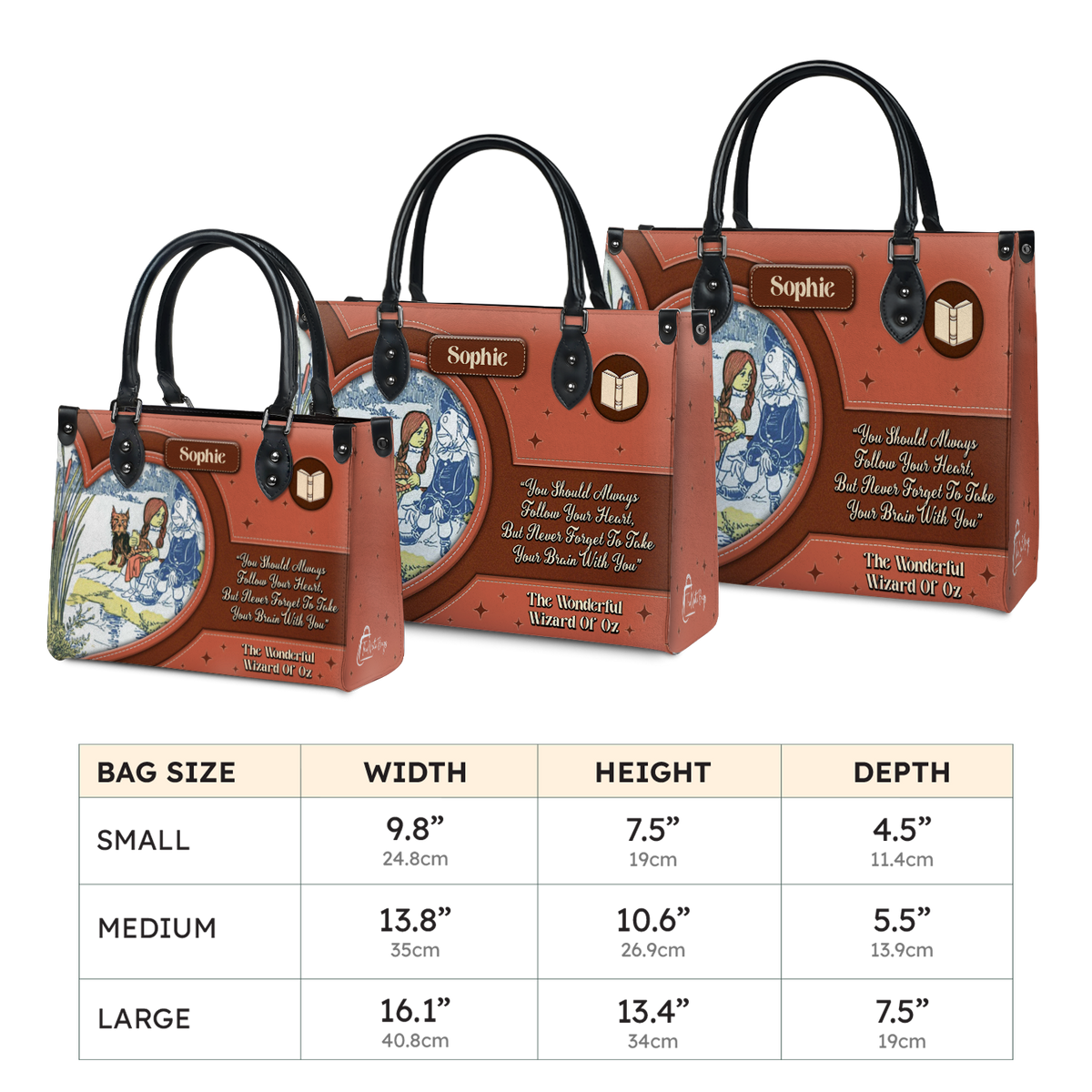 Black Interior -  The Wonderful Wizard Of Oz You Should Always Follow Your Heart NQAY1301001A Leather Bag