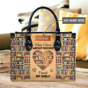 Black Interior -  When I Think About Books I Touch My Shelf DNRZ1802001A Leather Bag