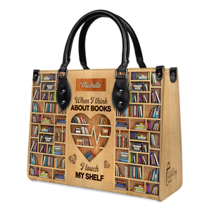 Black Interior -  When I Think About Books I Touch My Shelf DNRZ1802001A Leather Bag